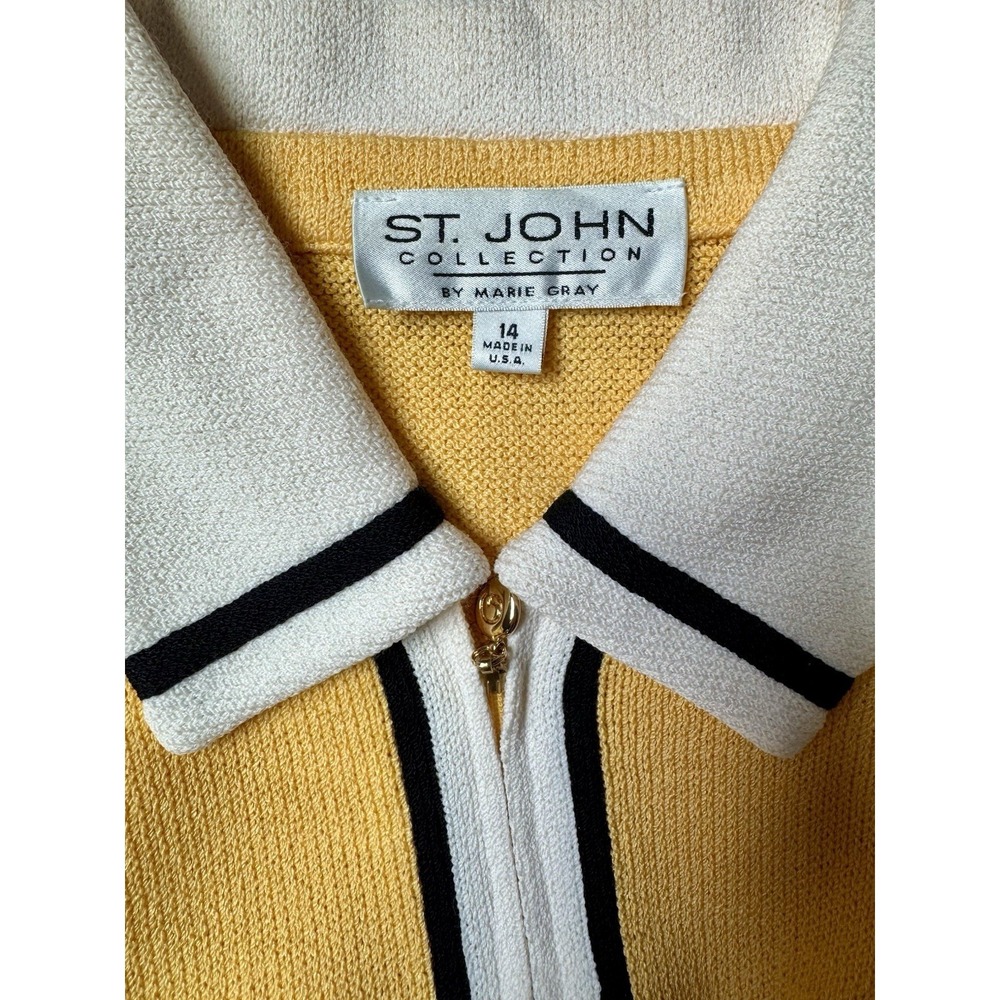 St John Collection Knit Sweater Jacket 14 Yellow Santana Zip - Picture 5 of 7